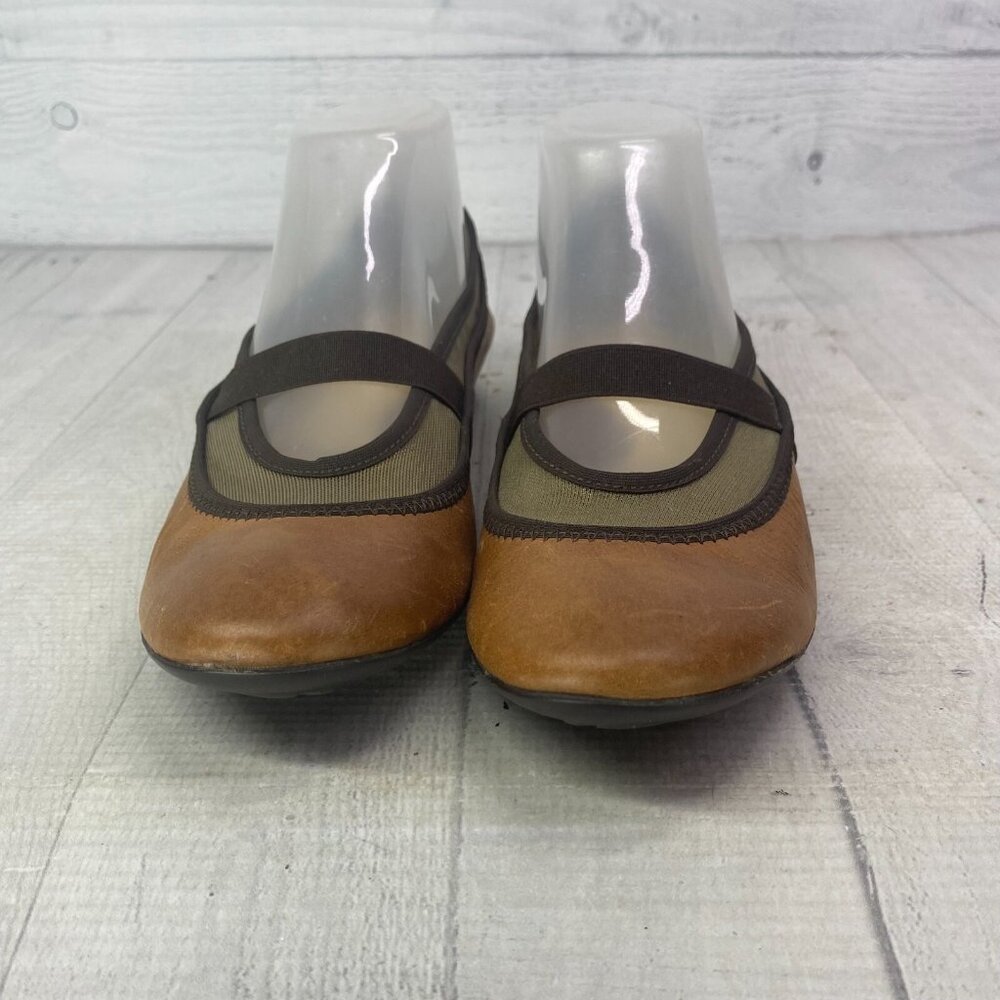 Sesto Meucci Brown Leather Gold Tone Metallic Mesh Mary Jane Ballet Flats Sz 8 N - Picture 7 of 16